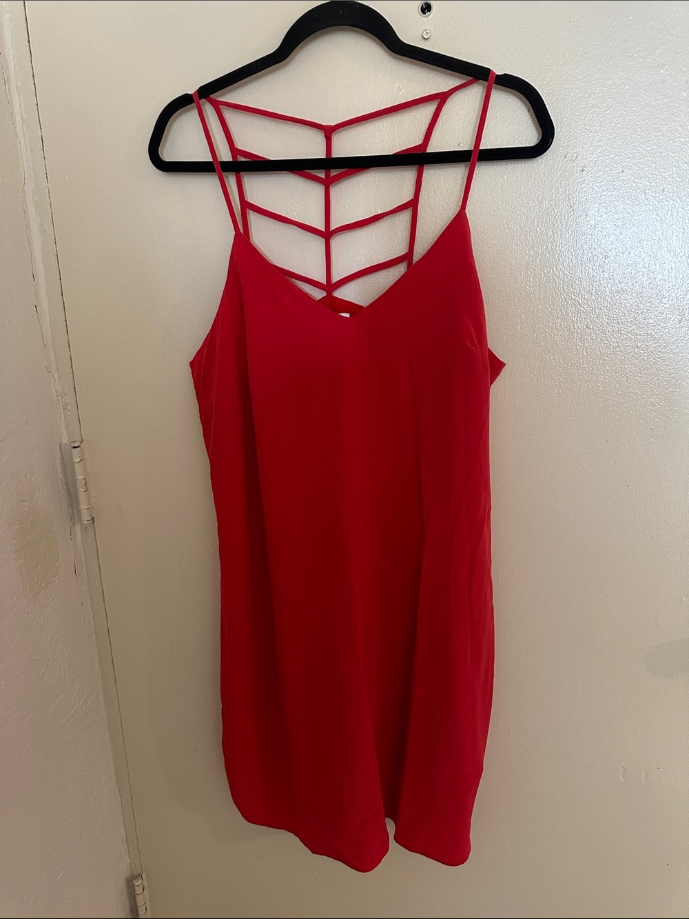 Alix & Trixxi  Red Slip  Dress Women's L V-Neck Strappy Sleeveless